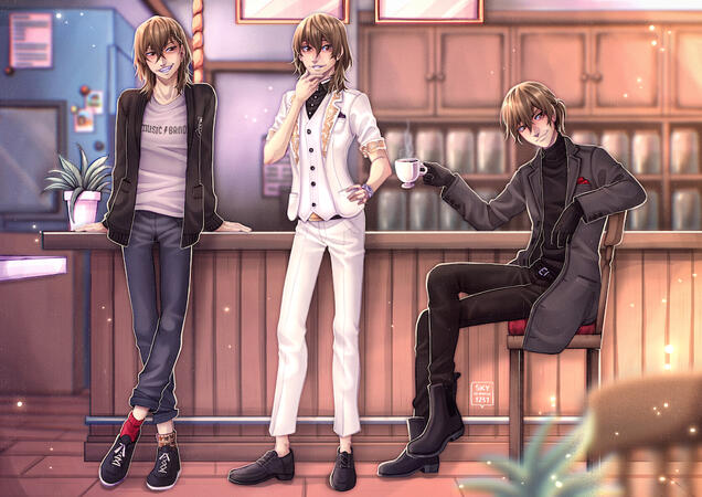 Full Body - 3 Characters - Detailed Background