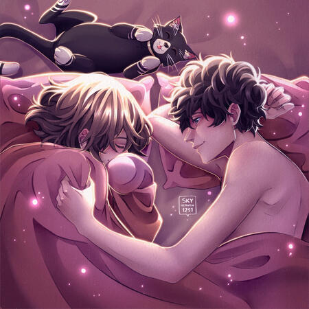 Bust - Fully Rendered - 2 Characters - Simple Background + Pet